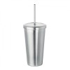 Stainless Steel Lidded Tumbler with Straw