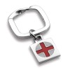 Sterling Silver England Flag Cufflinks & Keyring Set (Square)