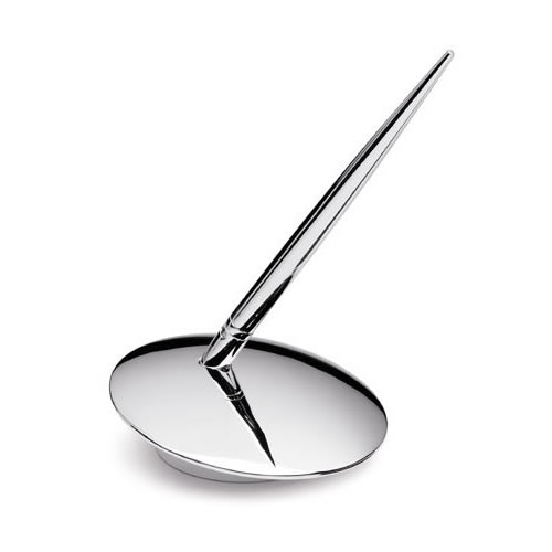 Engraved Silver Circular Pen Stand with Pen Business Gifts Express