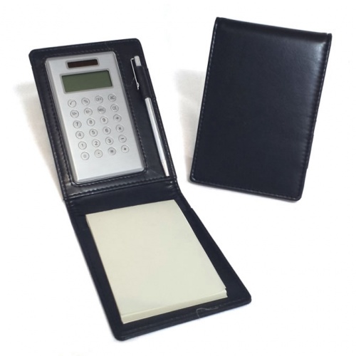 Personalised Leather Notepad with Calculator & Pen