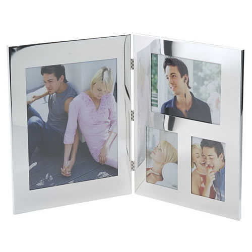Engraved Silver Plated 4 Image Double Photo Frames