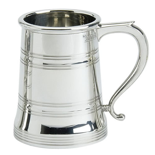 Engraved Quality Cast Pewter 2 Line Pint Tankard