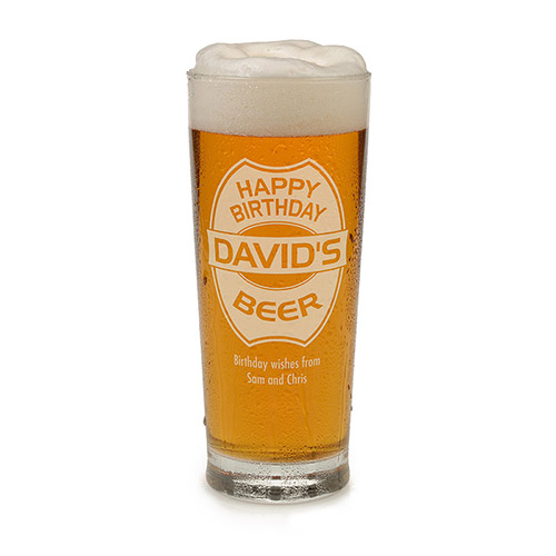 Personalised Happy Birthday Beer Glass