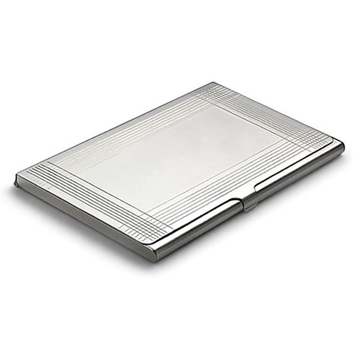 Engraved Silver 'Deco' Business Card Case Business Gifts Express