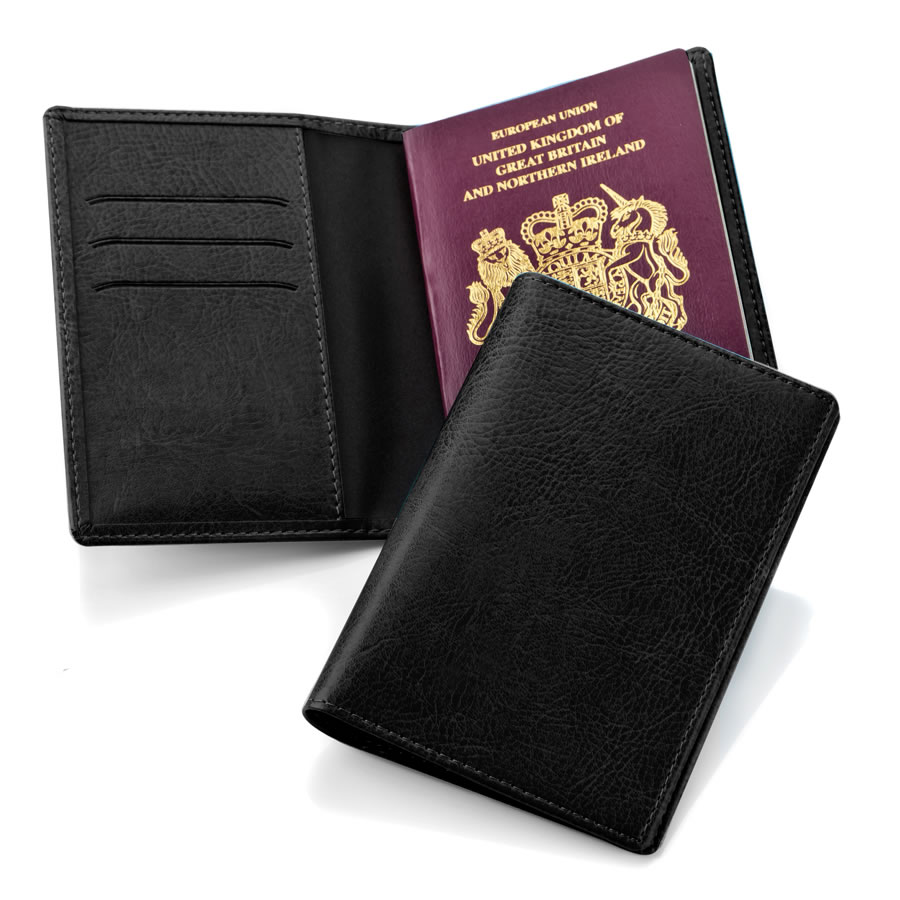 Personalised Leather Passport Cover with Card Slots Business Gifts