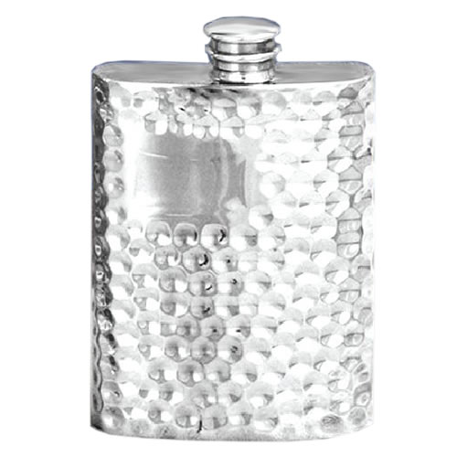 Engraved 4oz Hammered Pewter Flask - Business Gifts Express
