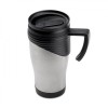 Stainless Steel Travel Mug with Black Handle & Lid