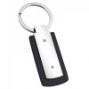 Engraved PU Leather and Silver Keyring
