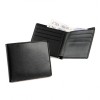 Engraved Black Leather Folding Wallet