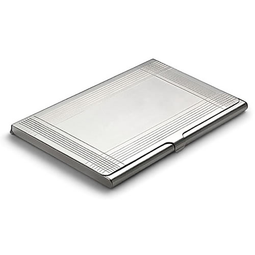 Engraved Silver 'Deco' Business Card Case