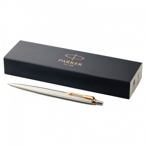 Parker Jotter Ballpoint in Steel with Gold Trim