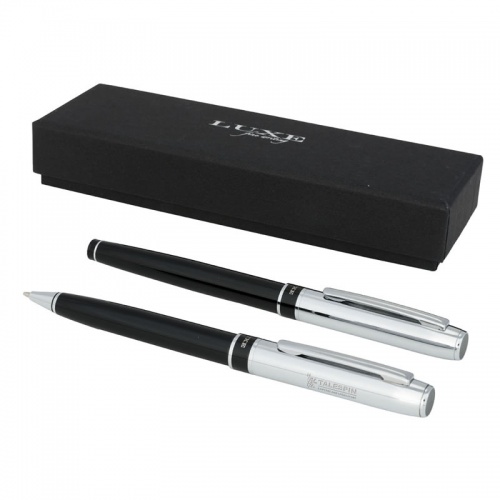 Twin Luxe Pen Set in Black & Silver