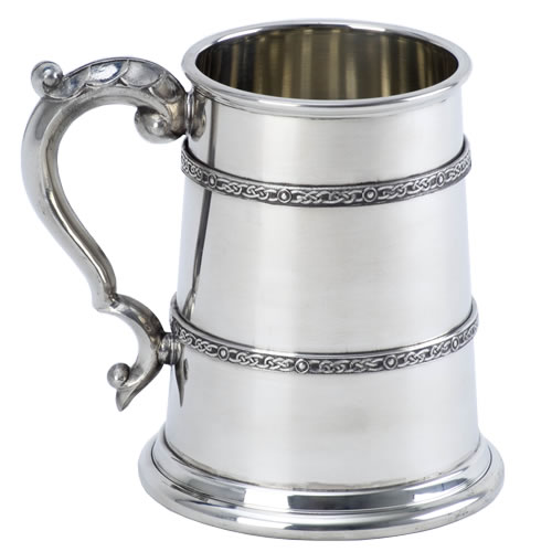 Can Be Engraved Personalised 1 Pint Pewter Tankard With Celtic Band 