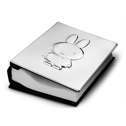 Engraved Silver Plated Photo Album with Bunny Cover