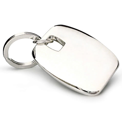 Engraved Silver Plated Rounded Square Keyrings