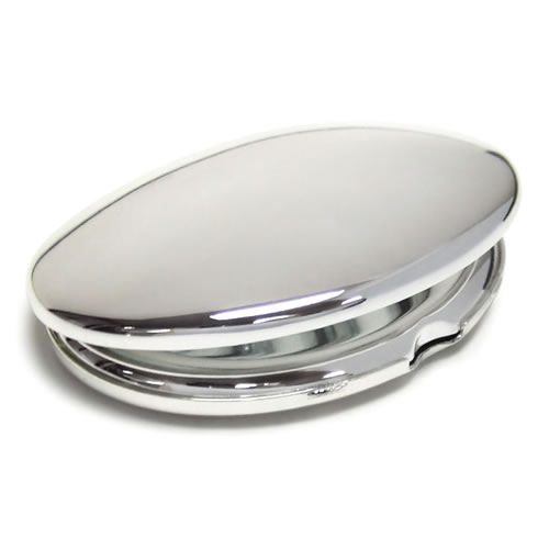 Engraved Silver Plated Oval Purse Mirror