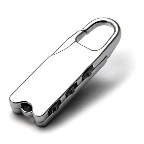 Engraved Silver Plated Combination Padlock Key Ring