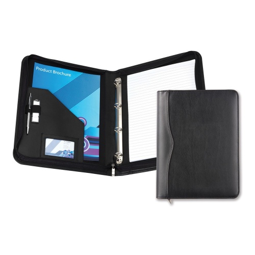 Black Houghton PU Leather A4 Zipped Ring Binder