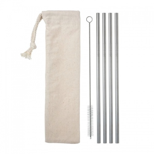 Set of Four Stainless Steel Drinking Straws