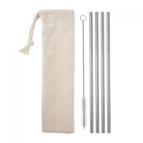 Set of Four Stainless Steel Drinking Straws