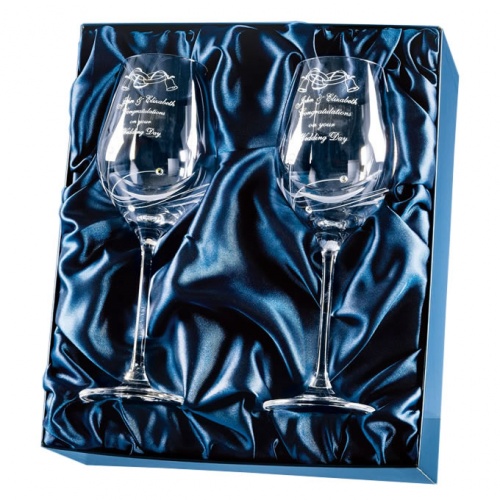 Engraved Crystal Diamante Red Wine Glasses Business Gifts Express