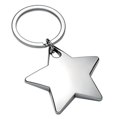 Engraved Chrome Plated Star Shape Keyring