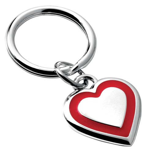 Engraved Silver Plated Red Heart Keyring