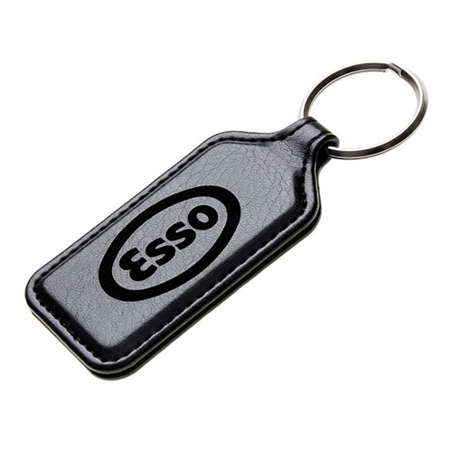 Engraved Leather Rectangle Key Fob