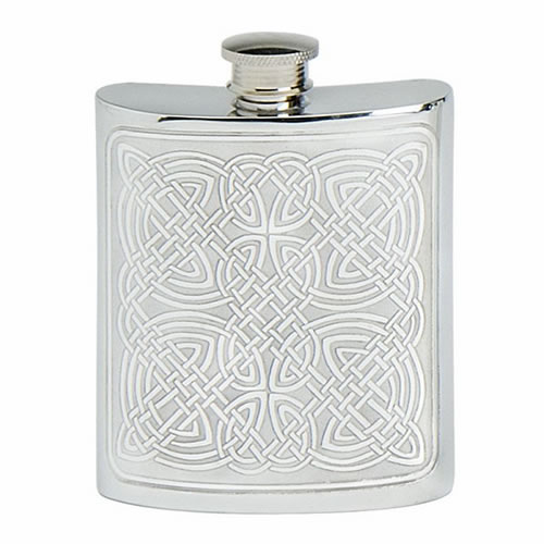 Engraved 6oz Pewter Flask with Celtic Design