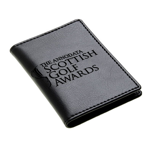 Engraved Leather Folding Card Wallet with 4 Pockets