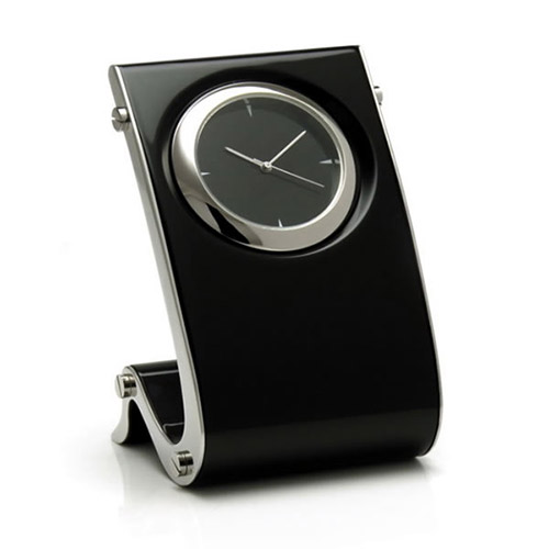 Engraved Black Gloss Finish Wave Design Clock