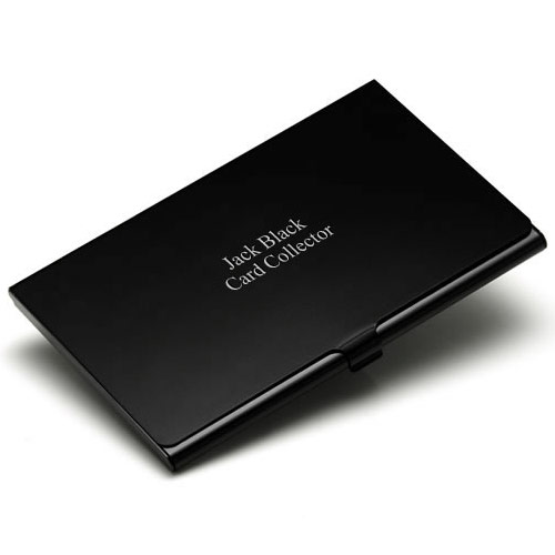 Engraved Black Aluminum Business Card Holder