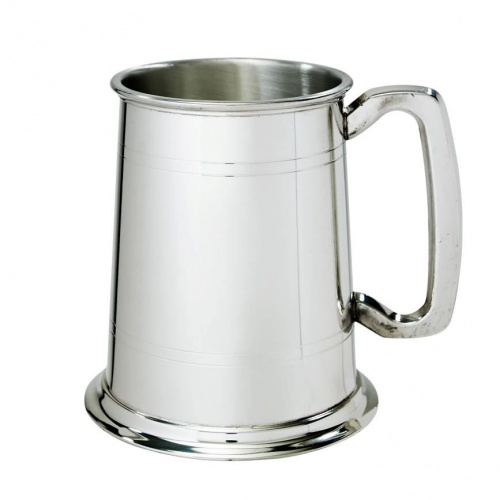 Engraved 1PT Two Line English Pewter Tankard