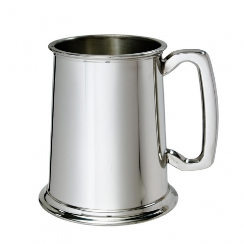 Engraved Pewter Pint Tankard