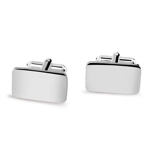 Pair Engraved Heavily Silver Plated Cuff Links (Square)