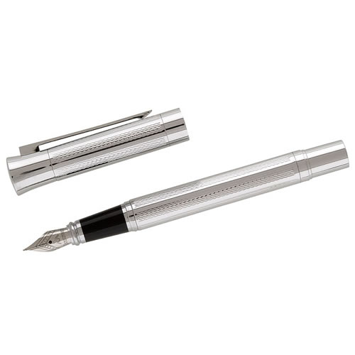 Engraved Silver Plated Patterned Ink Pen