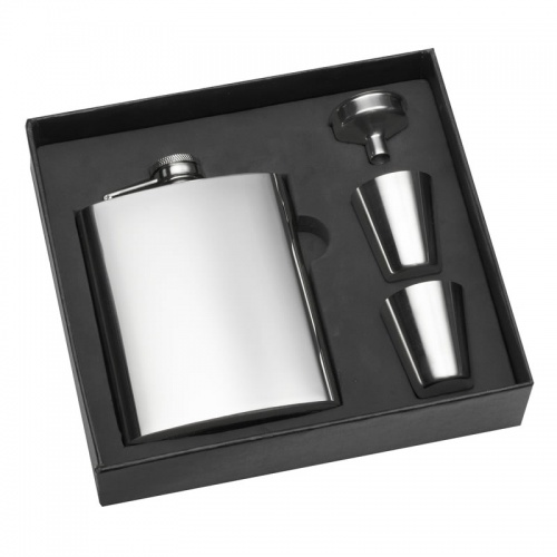 200ml Stainless Steel Hip Flask & Cups Gift Set