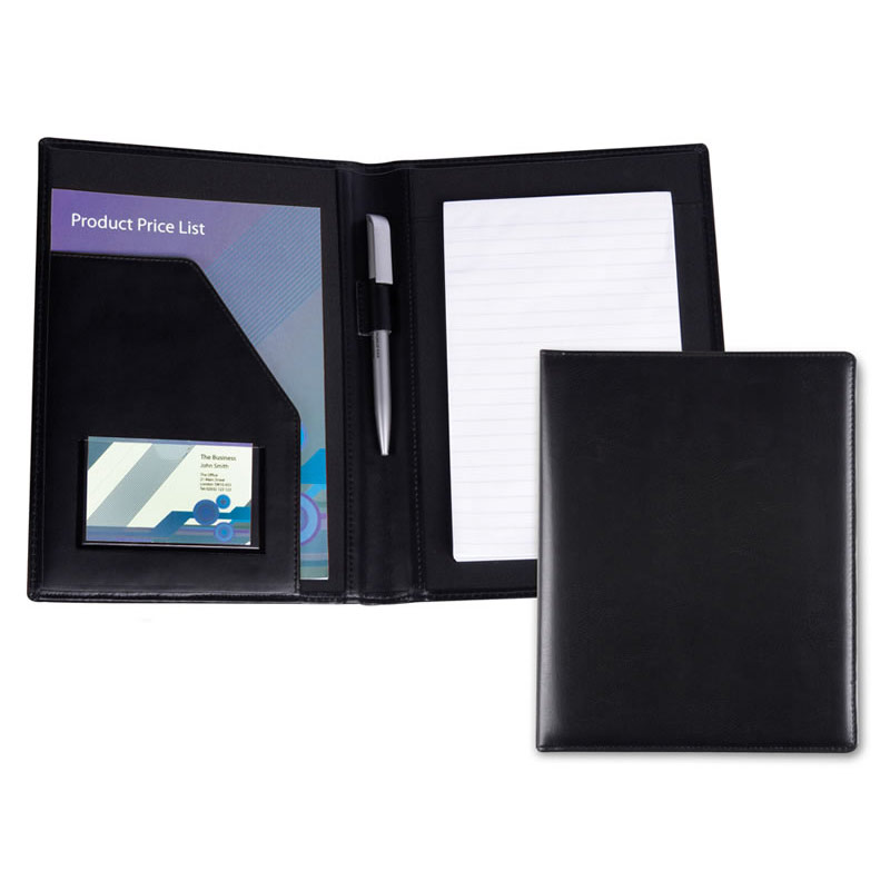 A5 Conference Folder in Black Belluno Leather