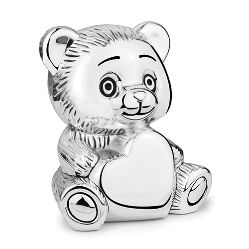 Engraved Silver Plated Teddy Bear Bank