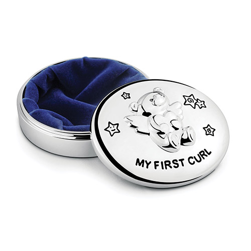 Engraved Silver Plated Baby First Curl Box