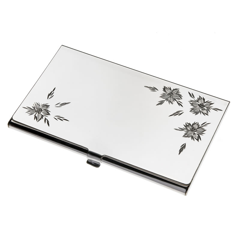 Business Cards Case with Flower Design Lid