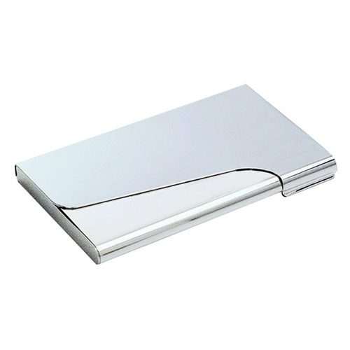 Engraved Silver Business Card Case with Curved Lid Business Gifts Express