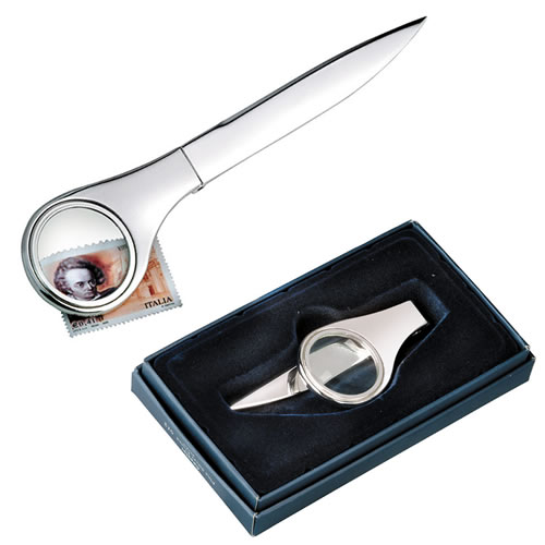 Engraved Folding Letter Opener with Magnifier