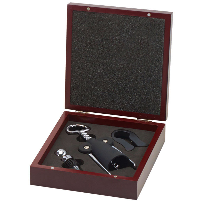 Three Piece Bar Accessories Gift Set in Rosewood Case