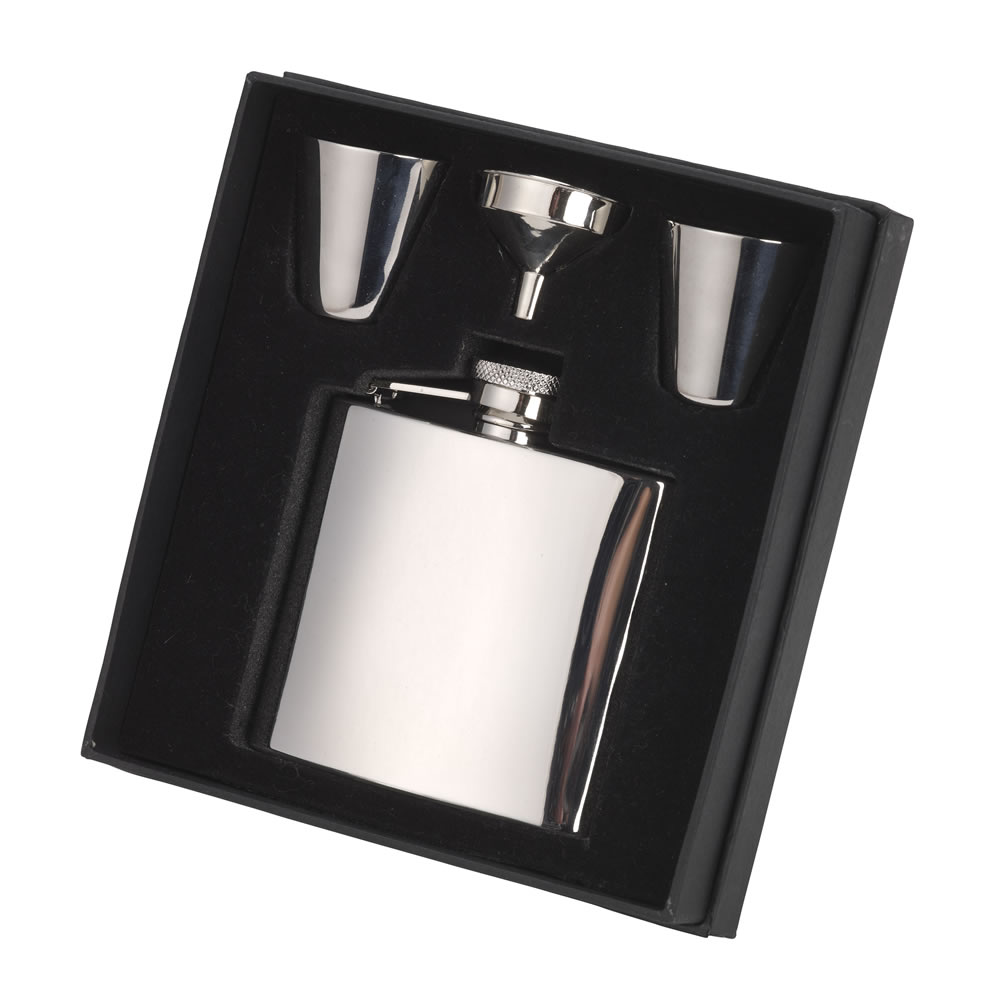 Personalised Stainless Steel Hip Flask & Cups Gift Set