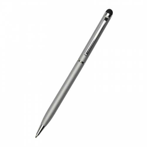 Slimline Silver Ballpoint Pen with Stylus