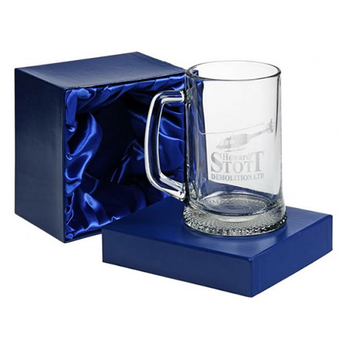 Engraved Plain Crystal Pint Glass in Presentation Box