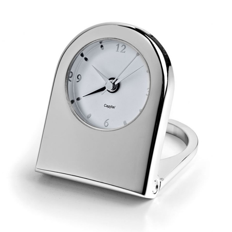 Engraved Silver Plated Travel Alarm Clocks