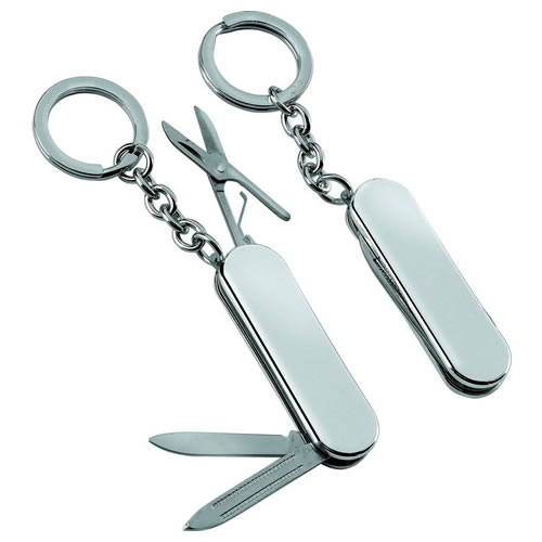 Engraved Silver Plated Penknife Keyring