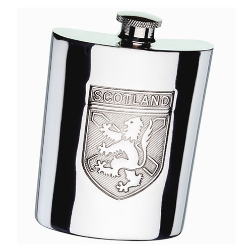 Engraved Pewter Scotland Hip Flask
